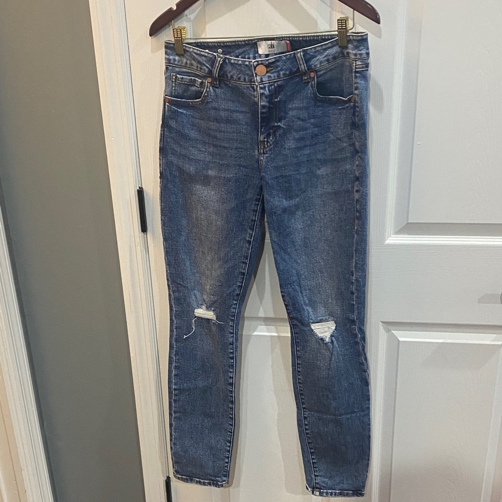 CAbi Distressed Blue Skinny Jeans